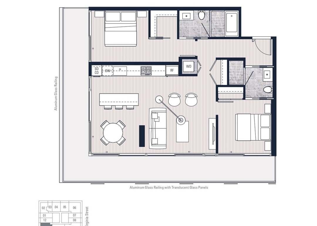 Floor plan, Residence 2911, 940 square feet